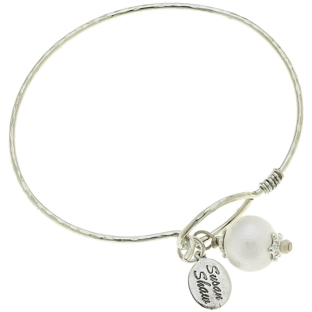 Susan Shaw Silver Wire Bracelet w/ Cotton Pearl