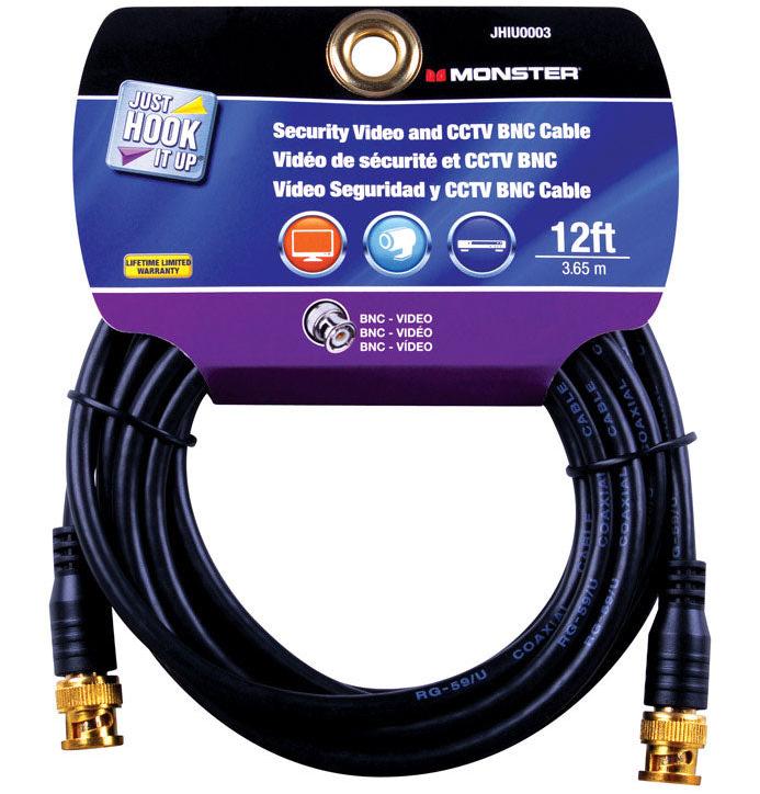 Monster Security Video & CCTV BNC Cable - 12'