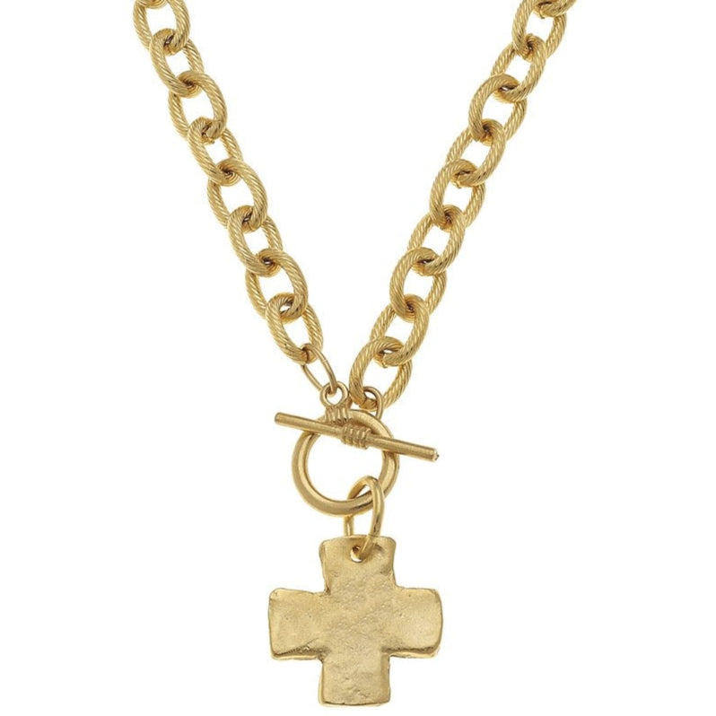 Susan Shaw Gold Cross Front Toggle Necklace
