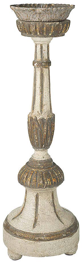 Provence Antique-Style Distressed Wooden Candle Holders - 17"