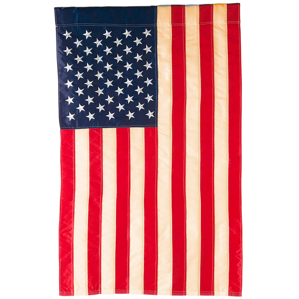 Tea-Stained American Flag Applique Garden Flag - 12" x 18"