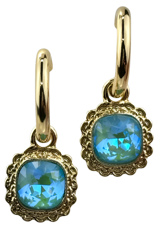 Posh Jewelry Co. Square Rhinestone Dangle Hoop Earrings