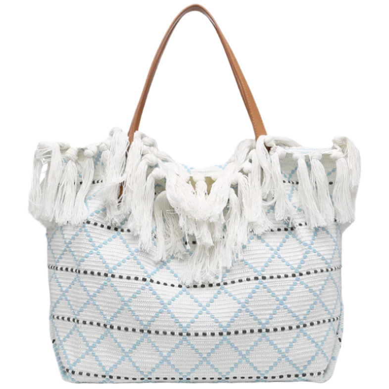 Jen & Co. Madison Hand-Woven Cotton Fringe Tote