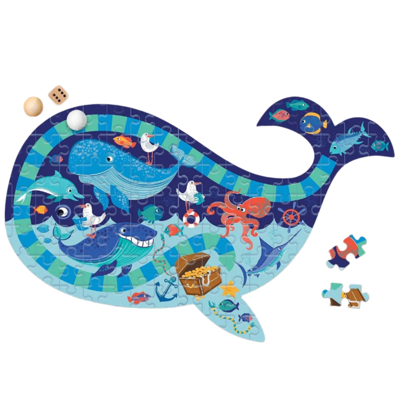 Play-Full 3-in-1 Whale Shaped Puzzle & Game - 100+ pc.