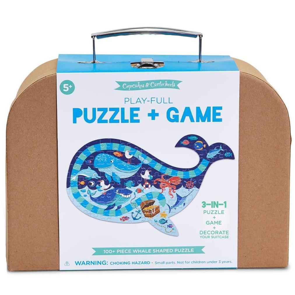 Play-Full 3-in-1 Whale Shaped Puzzle & Game - 100+ pc.