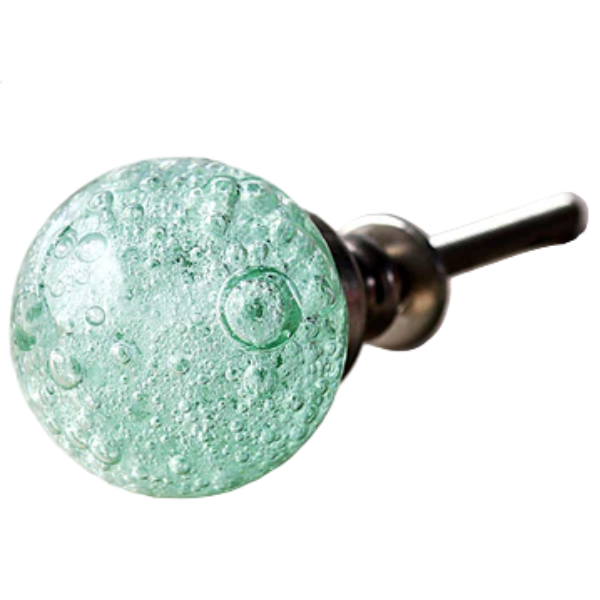 Knobco Sea Green Crystalline Bubble Glass Knob - 1"