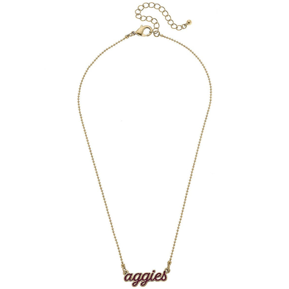 Canvas Style Texas A&M Aggies Enamel Script Necklace