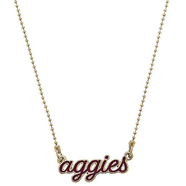 Canvas Style Texas A&M Aggies Enamel Script Necklace