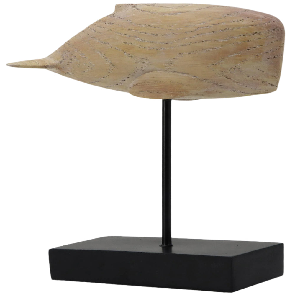 Modern Coastal Faux Wood Polyresin Blue Whale Figurines