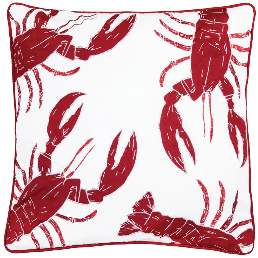 Embellished Coastal Lobster Throw Pillow - 18" x 18"