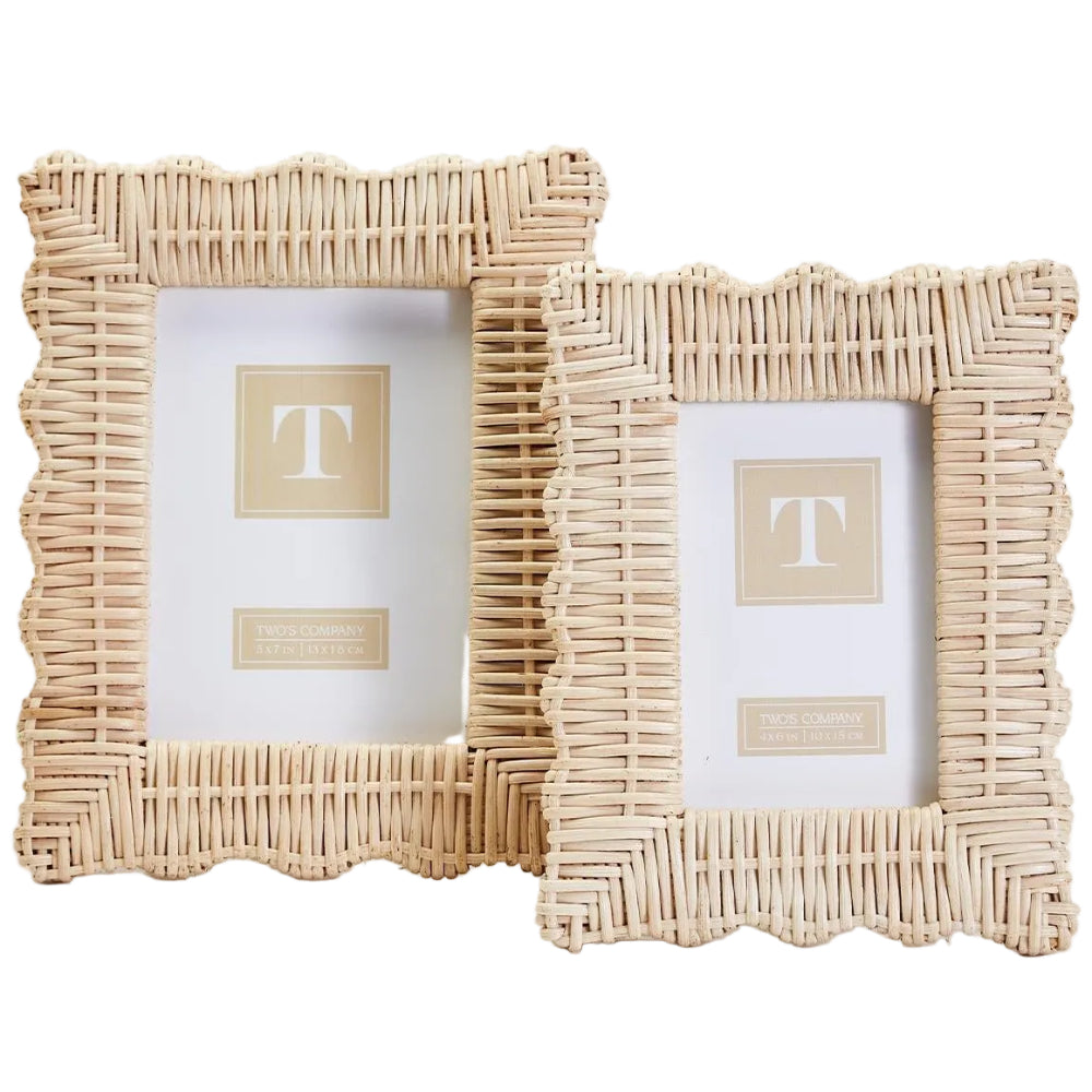 Two's Co. Wicker Weave Scalloped Photo Frames