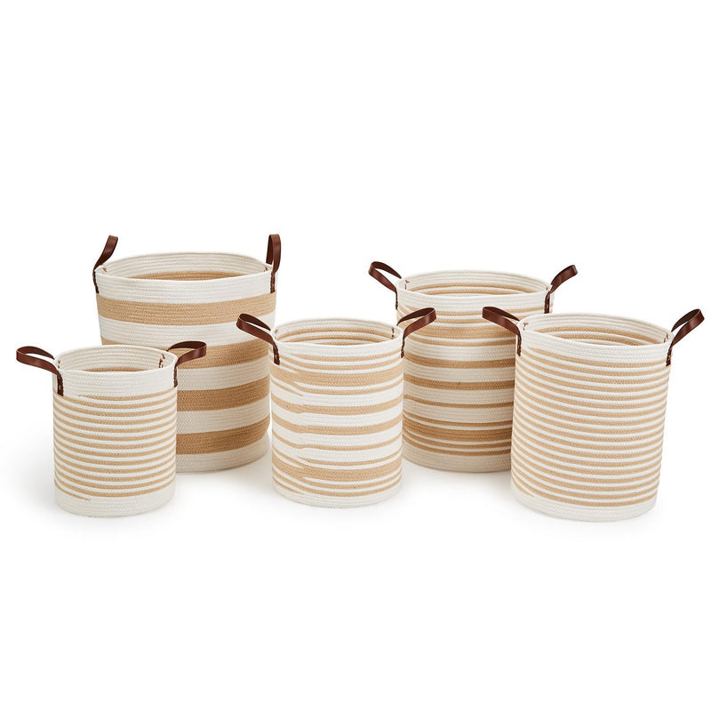Natural Hand-Crafted Striped Baskets