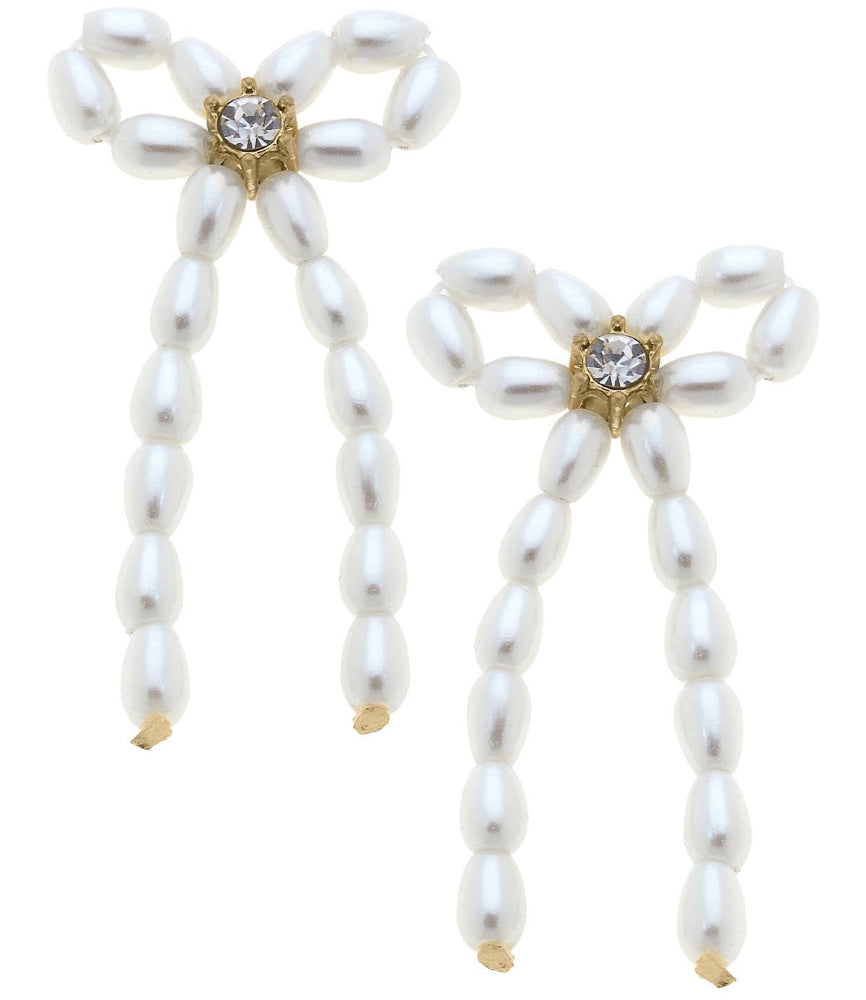 Canvas Style Kristin Beaded Pearl Bow Earrings
