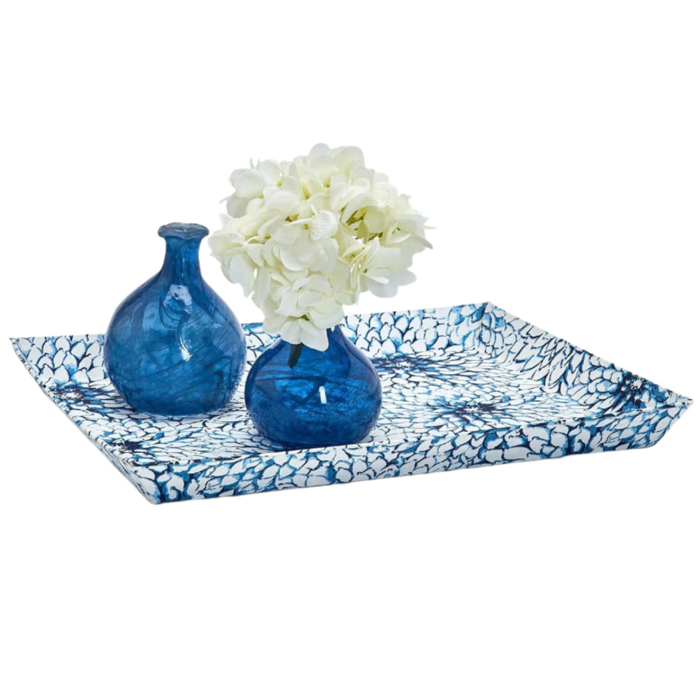 Indigo Block Printed Cotton Paperboard Trays