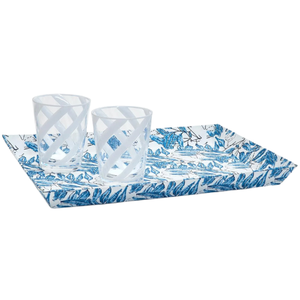 Indigo Block Printed Cotton Paperboard Trays