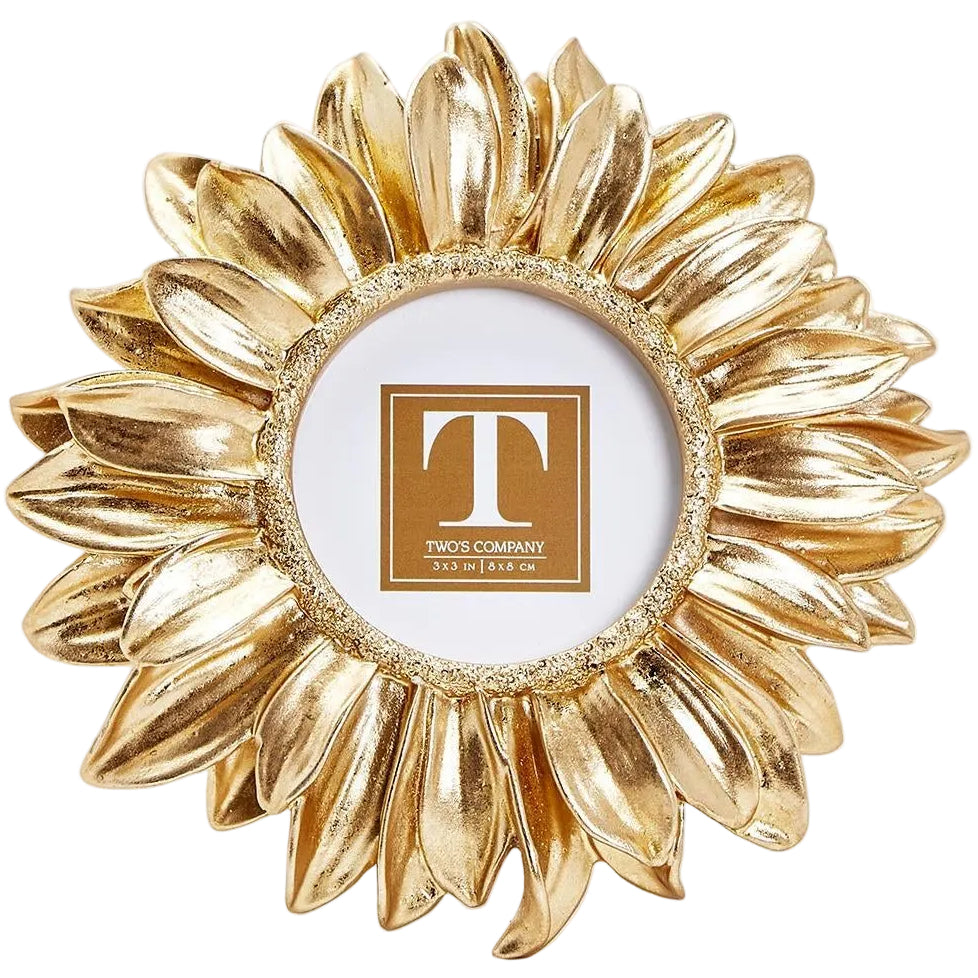 Two's Co. Metallic Gold Sunflower Photo Frame - 3" x 3"