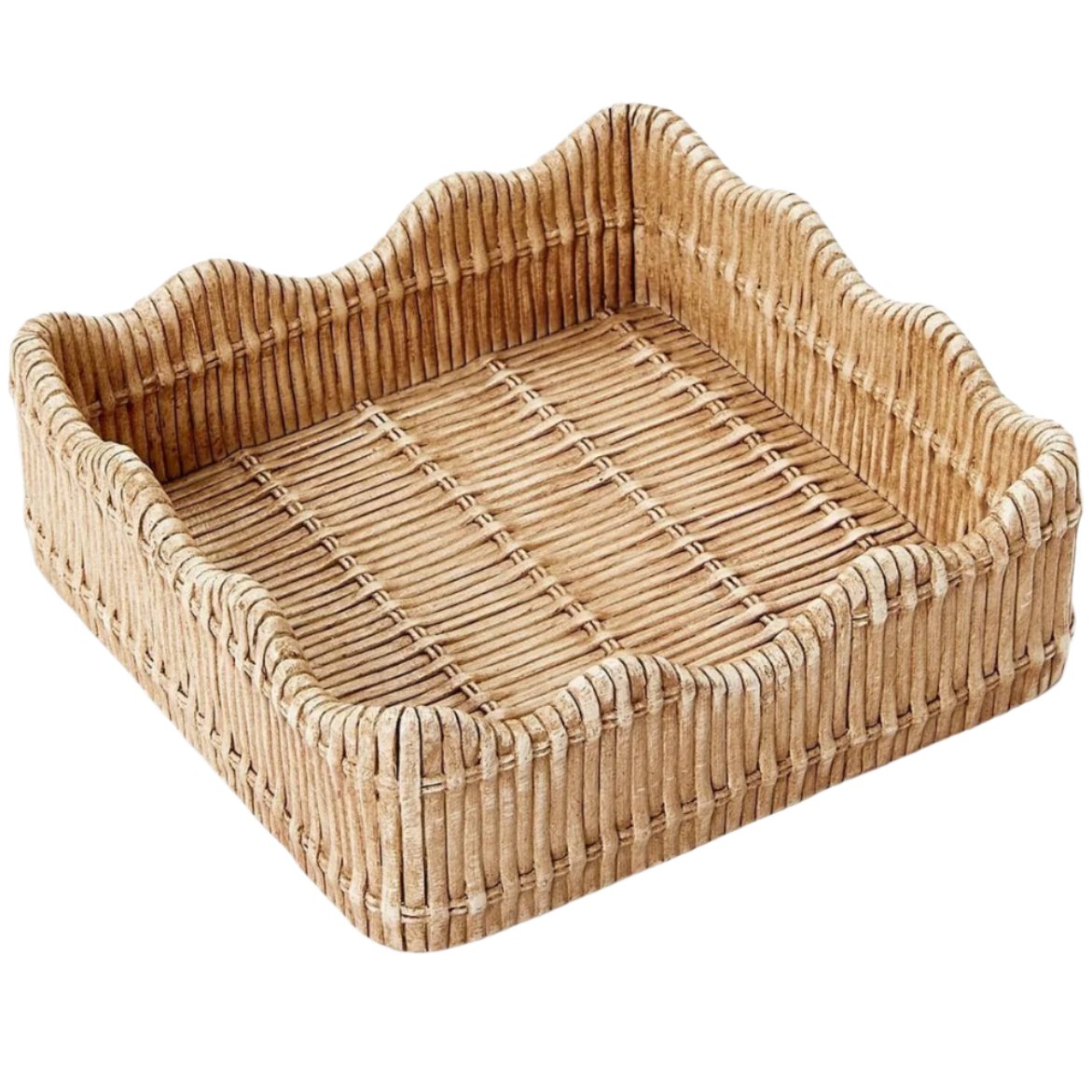 Scalloped Basketweave Resin Cocktail Napkin Holder - 6"