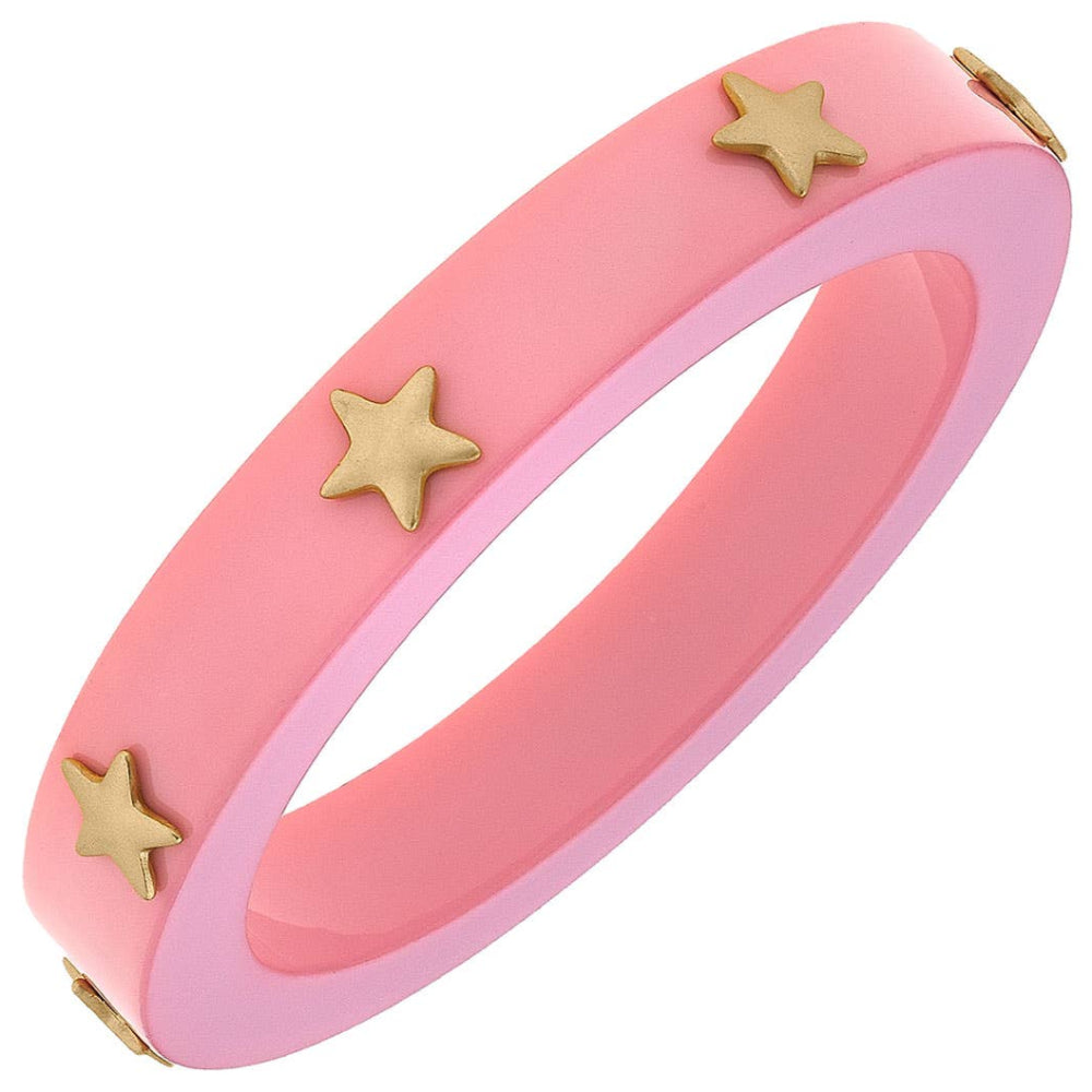 Canvas Style Darla Star-Patterned Resin Bangle (Pink)