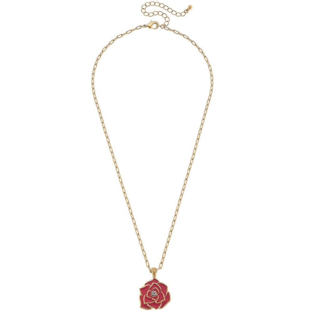 Canvas Style Isabella Enamel Rose Pendant Necklace