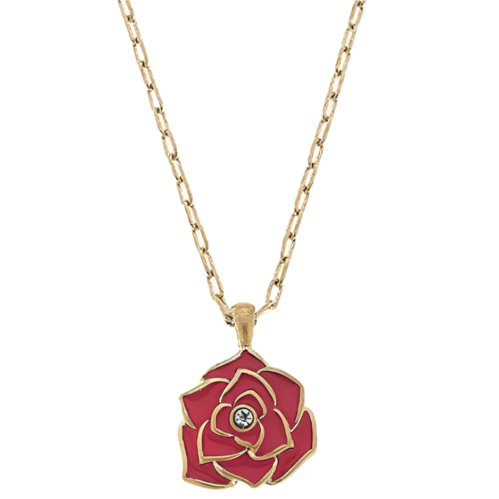 Canvas Style Isabella Enamel Rose Pendant Necklace