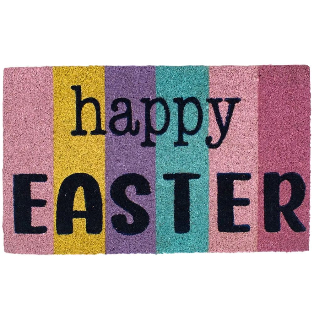 "Happy Easter" Pastel Stripe Coir Mat - 18" x 30"