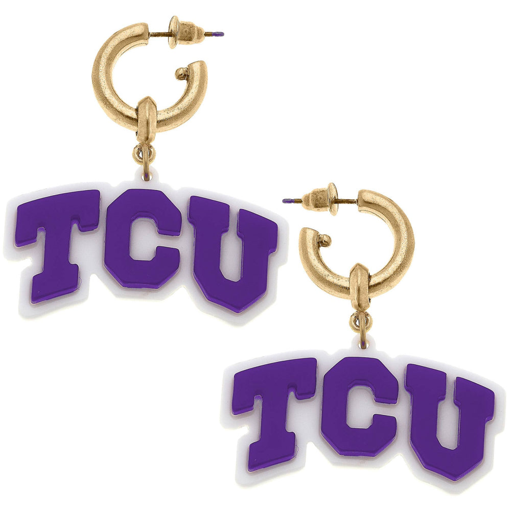 Canvas Style Resin TCU School Logo Earrings