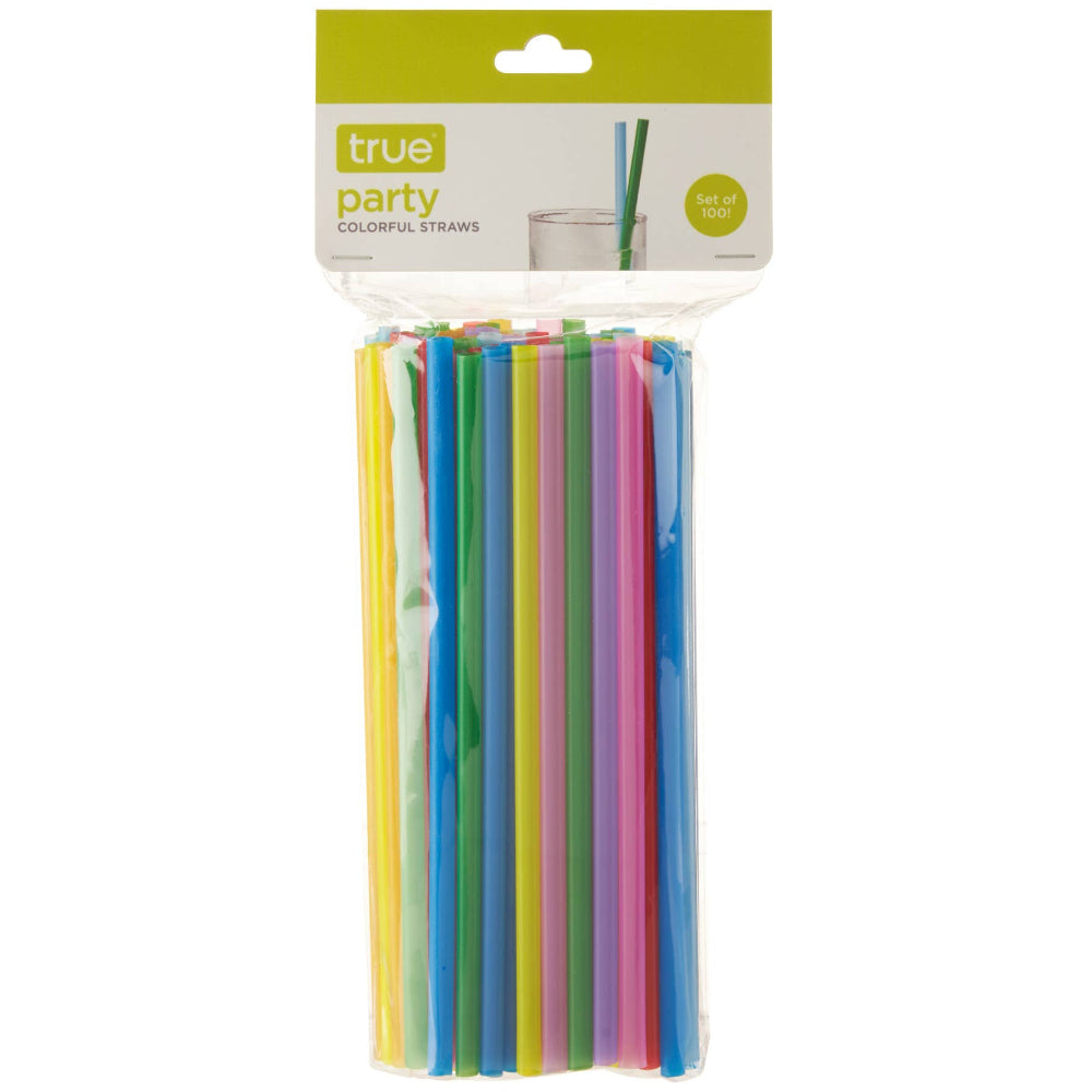 TRUE Disposable Plastic Drinking Straws Party Set - 100 pc.