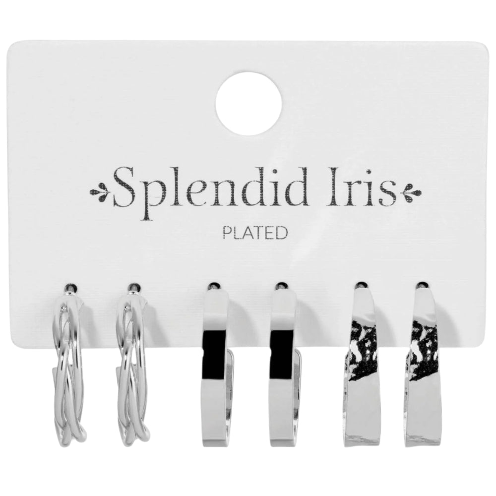 Splendid Iris Assorted Textured Hoop Earrings Set - 3 pc.