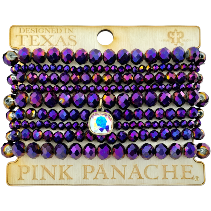 Pink Panache Nine Strand Mixed Bead Bracelets