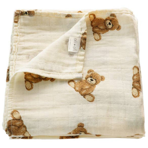 Ali + Oli Bamboo Muslin Baby Swaddling Blanket - 47" x 47"