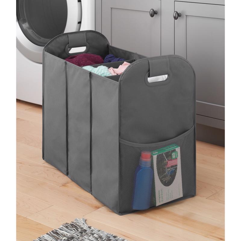 Whitmor Fabric Collapsible Hamper, Gray - 22" H