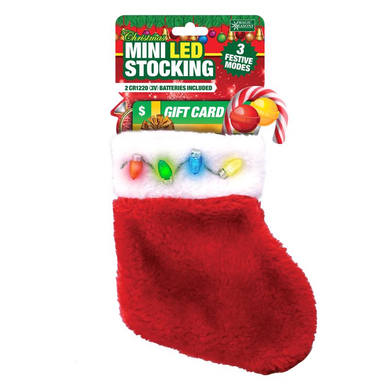 Mini Gift Card Christmas Stocking, Multicolored LED's
