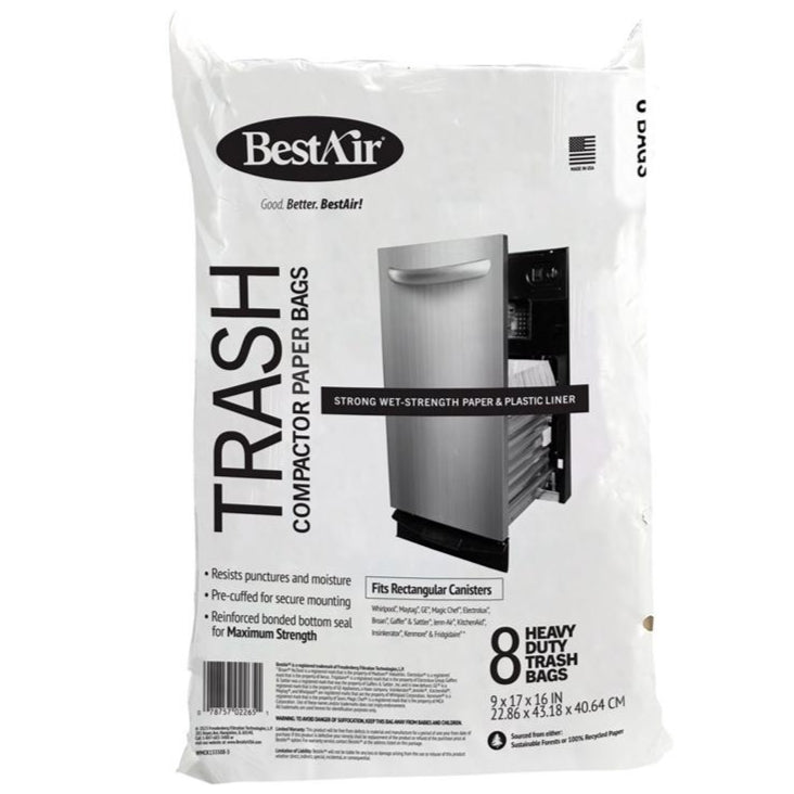 BestAir 10-Gallon Flat Top Trash Compactor Bags - 8 pc.