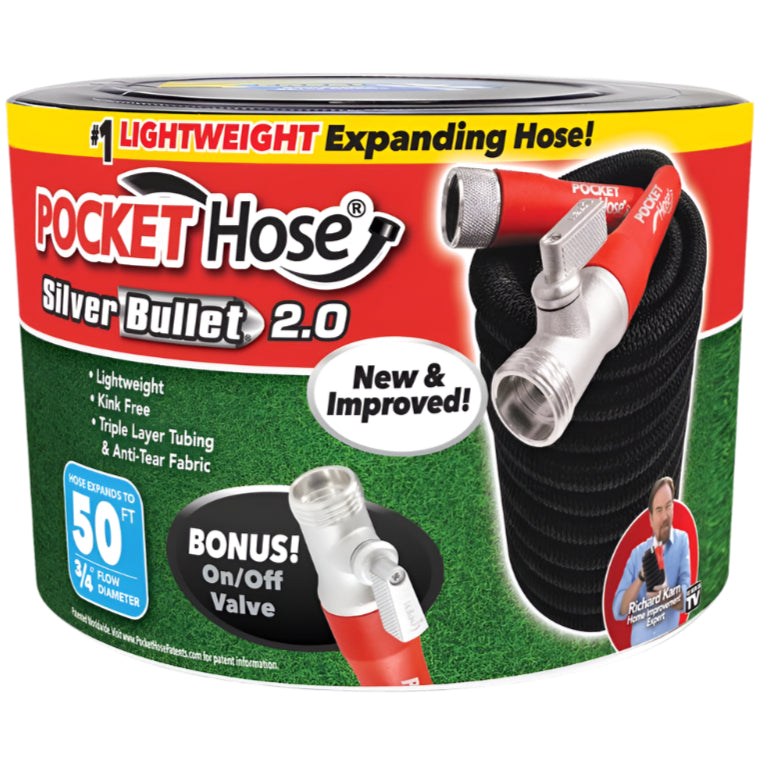 Pocket Hose Silver Bullet 2.0 3/4" Expandable Garden Hose
