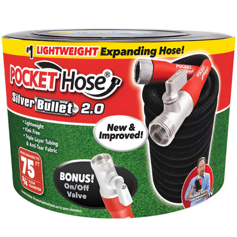 Pocket Hose Silver Bullet 2.0 3/4" Expandable Garden Hose