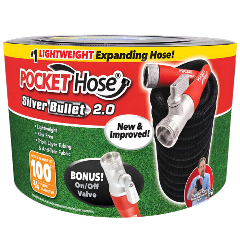 Pocket Hose Silver Bullet 2.0 3/4" Expandable Garden Hose