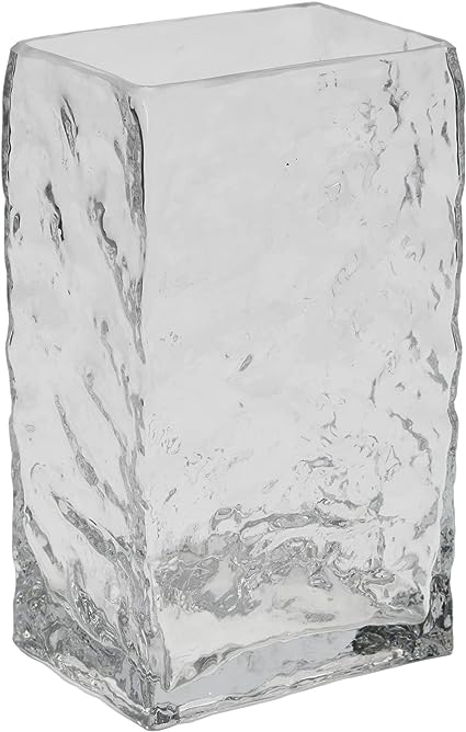 Rectangular Hammered Glass Vase - 8"