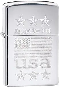 Made in USA with Flag Zippo Lighter
