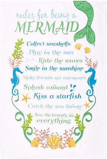 "Rules for Being a Mermaid" Cotton Hand Towel - 18" x 25"