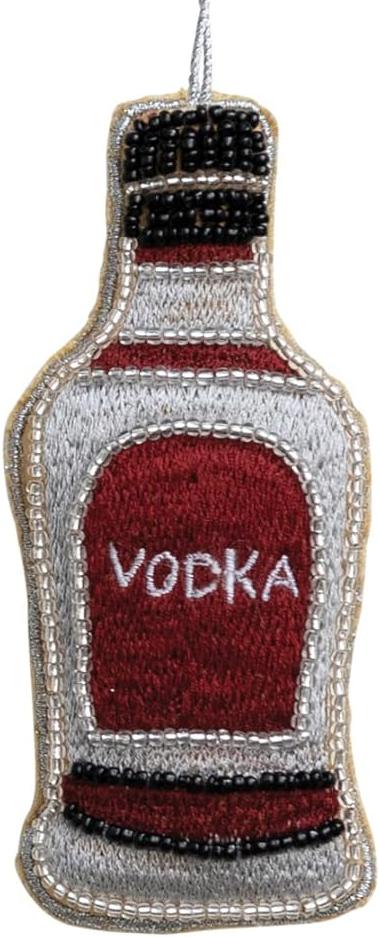 Embroidered Fabric Vodka Bottle Ornament