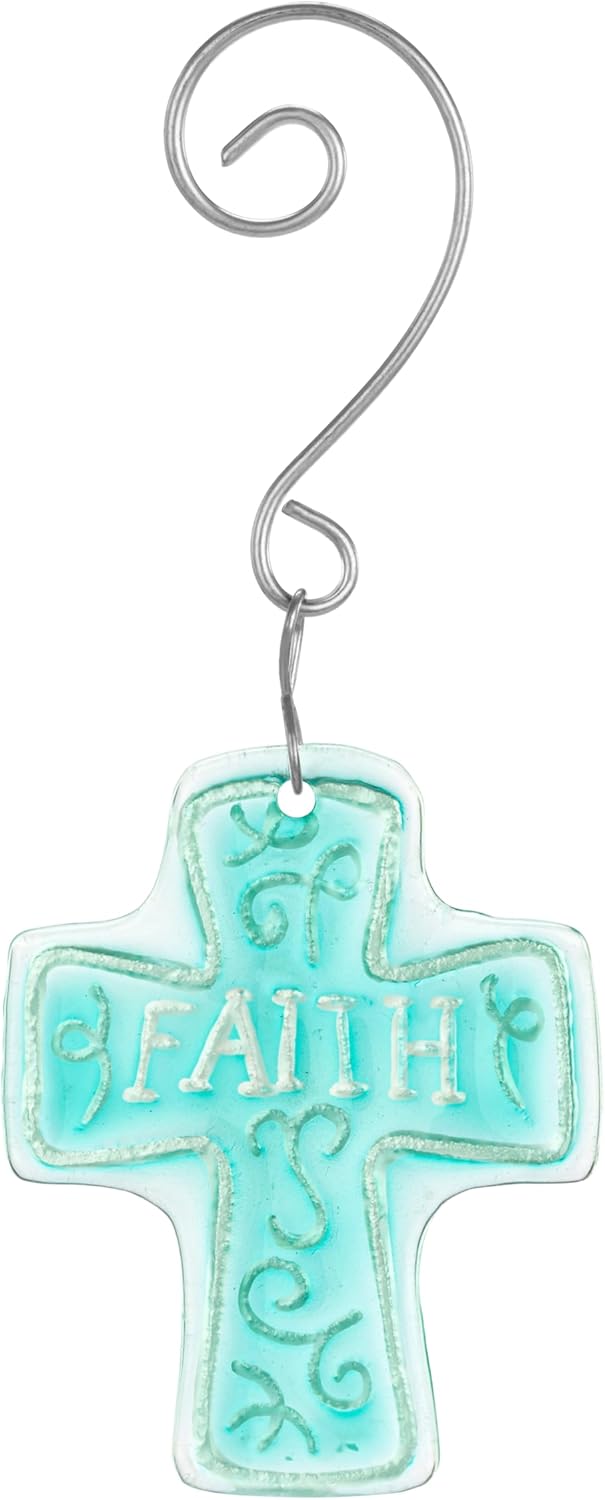 Faith Cross Glass Fusion Ornament