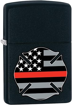 Flag With Firefighter Red Line Zippo Lighter