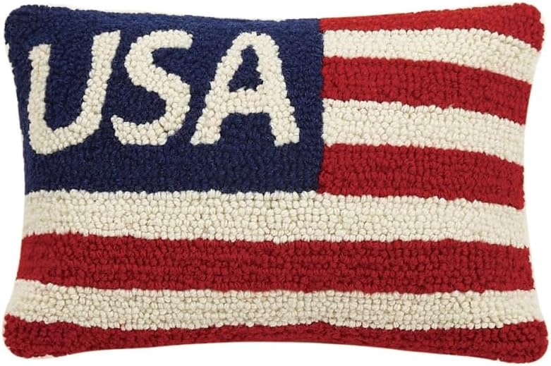Peking Polyester Hook USA Flag Throw Pillow - 8" x 12"