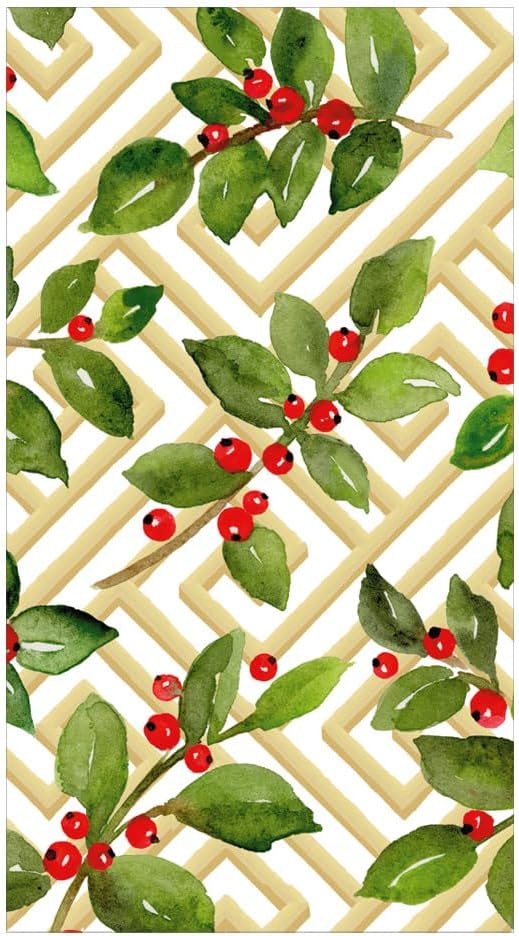 Caspari Holly Fretwork Paper Napkins