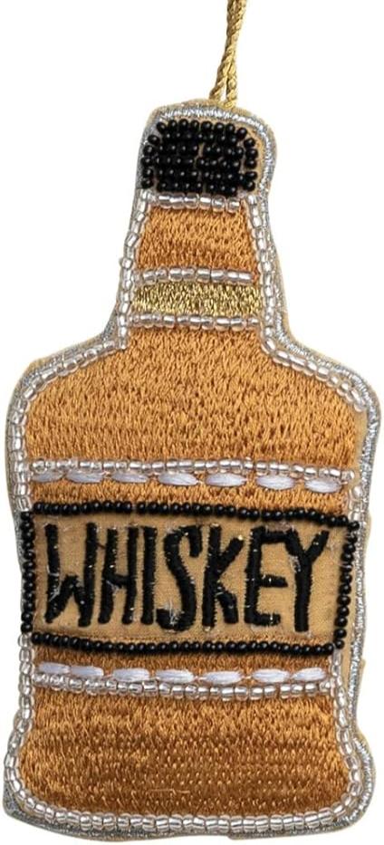 Embroidered Fabric Whiskey Bottle Ornament