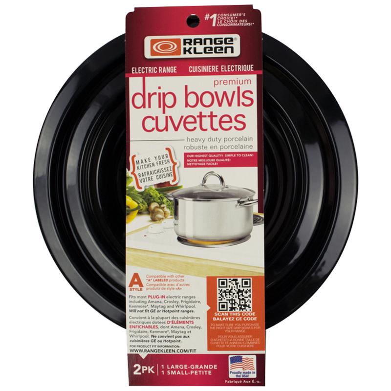 Range Kleen "A" Electric Stove Porcelain Drip Bowls - 2 pc. (Sm/Lg)