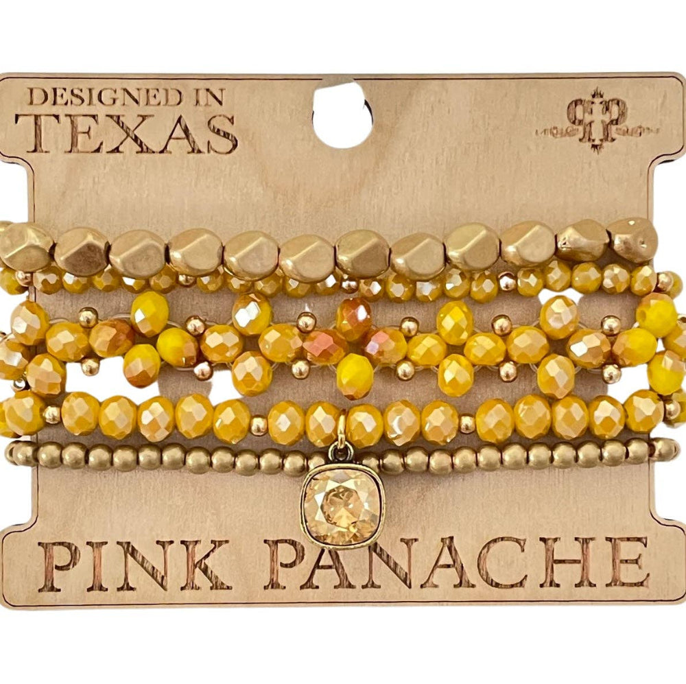 Pink Panache Mustard Yellow & Gold Faceted Bead Bracelet