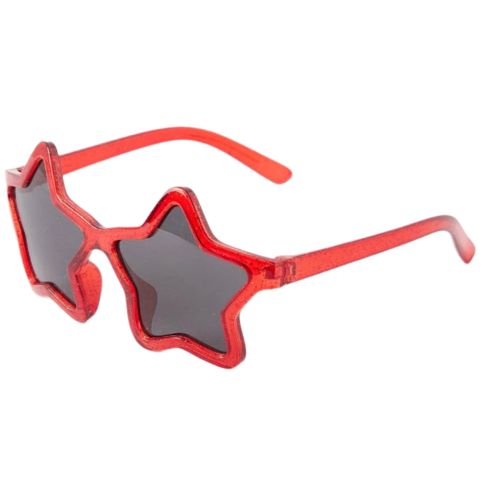 Rylee Faith Red Glitter Star-Shaped Youth Sunglasses