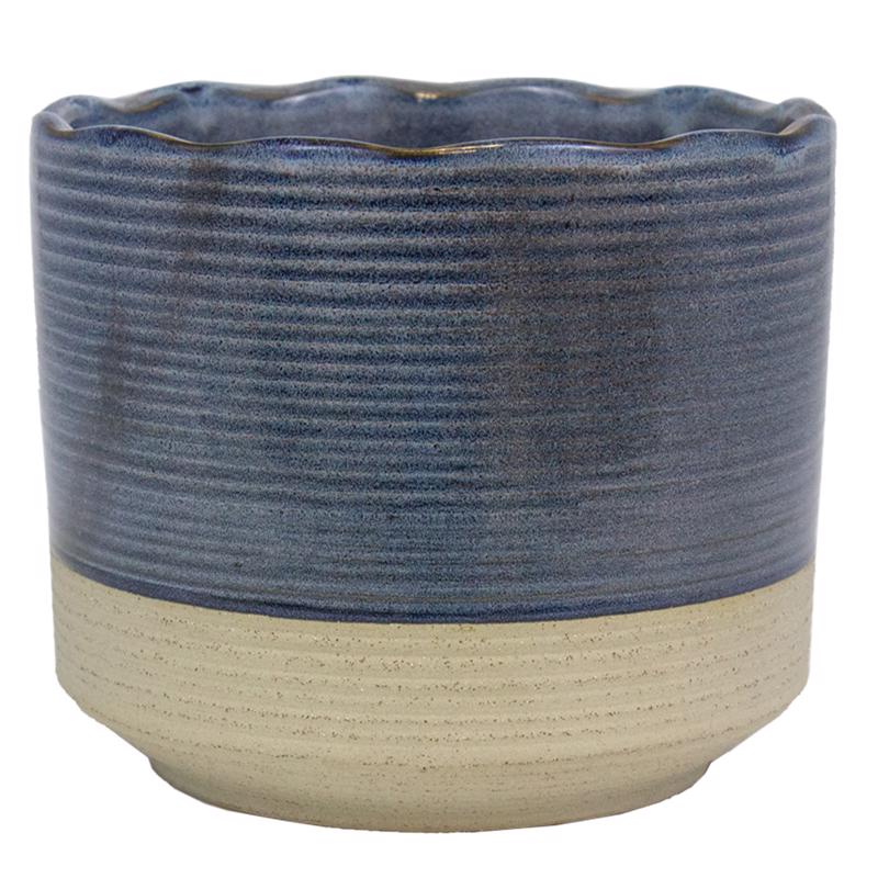 Shore Ceramic Planter, 6" - Blue