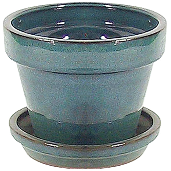 Border Concepts Glazed Ceramic Planter & Saucer - 7.25"